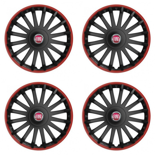Puklice pre Fiat (červené) 15 CRYSTAL RO black