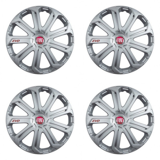 Puklice pre Fiat (červené) 16 Evo silver