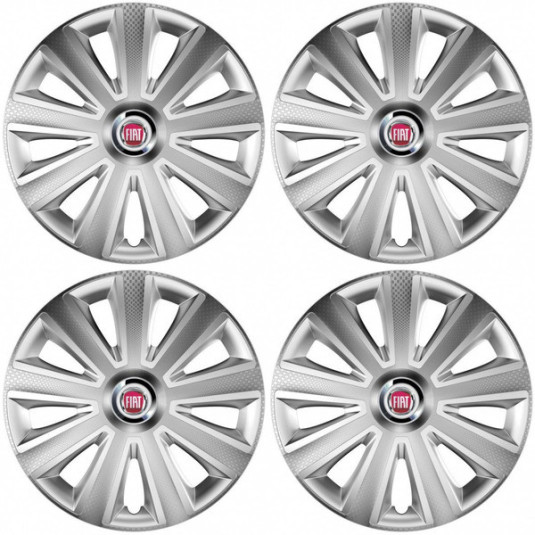 Puklice pre Fiat (červené) 16 Aviator carbon RC 16 silver