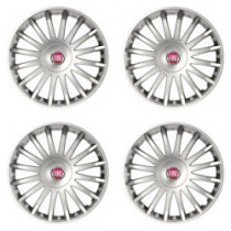 Puklice pre Fiat (červené) 16 CRYSTAL silver