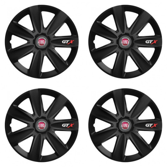 Puklice pre Fiat (červené) 16 GTX CARBON black