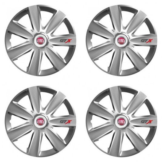 Puklice pre Fiat (červené) 16 GTX CARBON silver