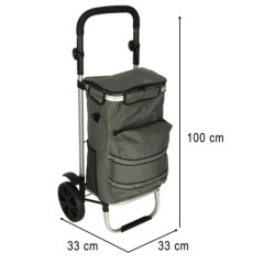 Nákupná taška na kolieskach s rámom 100 cm sivá