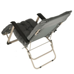 Záhradné lehátko LUARO turistické skladacie kreslo s vankúšom sivé