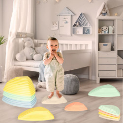 Senzorická dráha riečne kamene pre tréning rovnováhy podlaha je lávová hra 11 prvkov pastelová