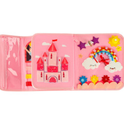 Senzorické zmyslové montessori manipulačné dosky na batoh ružové