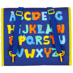 Zmyslová manipulačná doska montessori na batoh modrá