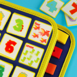 Zmyslová manipulačná doska montessori na batoh modrá