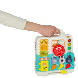 Senzorická manipulačná tabuľa montessori montessori kľučky medvedík XXL svetlo zvuk