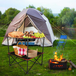 Cestovný skladací stolík s krytom čierny