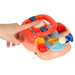 Detský interaktívny volant simulátor hudby zvuky ružová