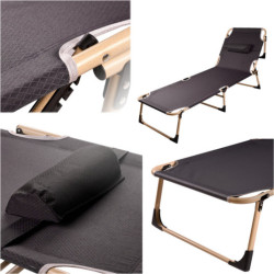 Skladacia turistická poľná posteľ kanada 193 cm sivá