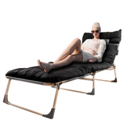 Turistické skladacie poľné lôžko 198 cm čierne