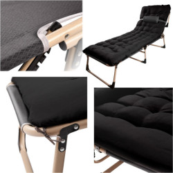 Turistické skladacie poľné lôžko 198 cm čierne