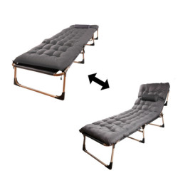 Turistická sklápacia poľná posteľ 198 cm tmavo sivá