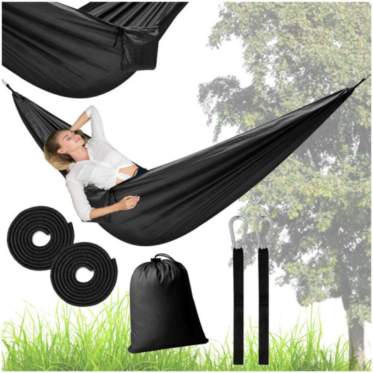 Kempingová hojdacia sieť cestovná hojdacia sieť 270cm čierna