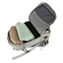 Cestovný batoh do lietadla vodotesný USB kábel 45x16x28cm sivý