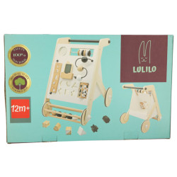 Vzdelávací drevený kočík s triedičkou