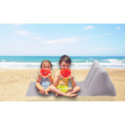 Plážové ležadlo s nafukovacou podložkou a opierkou chrbta sivé