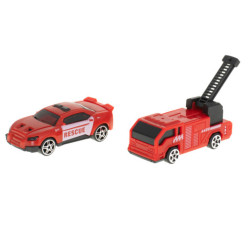 Transportér TIR 2v1 parkovacia garáž hasiči + 3 autá červená