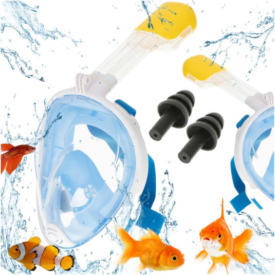 Celá skladacia maska so šnorchlom S/M modrá