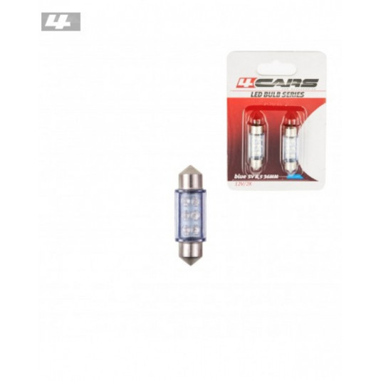 Led žiarovky 6led 12V SV8,5 36mm modrá (2ks)