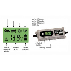 Nabíječka s mikroprocesor 3,8Amp 6/12V s LCD displayom