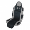 Univerzálny poťah sedadla s atraktívnym Race dizajnom. Pre všetky typy automobilov. Pripevnenie k sedadlu pomocou gumových popruhov. Farebné prevedenie čierno-šedé.