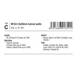 Poistné skrutky kolies C M12x1, 50x26mm guľové sedlo