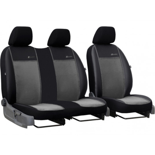 Univerzálne poťahy pre dodávky Exclusive Alcantara 2+1 tmavo sivo-čierne