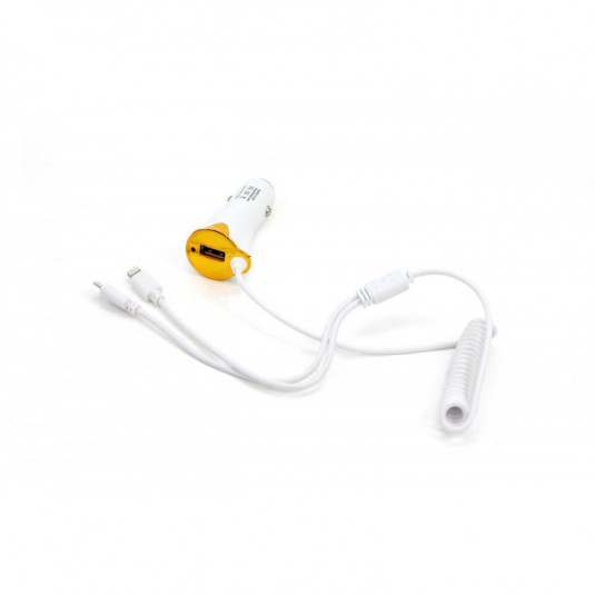 Autonabíjačka mobilného telefónu s USB + microUSB + iPhone lighting PCH-05