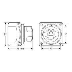 Spínač akumulátora 3-polohový 12/50V max 200A
