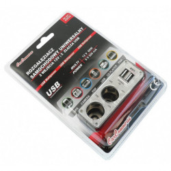 Multi zásuvka zapaľovača 2+2 USB s káblom 12/24 V