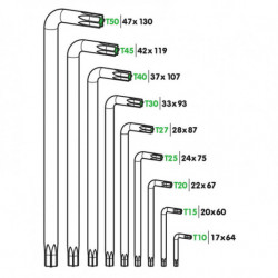 Sada kľúčov TORX 9 ks
