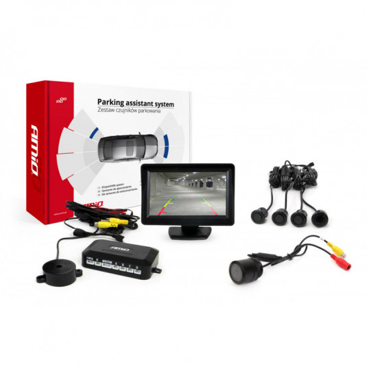 Asistenty parkovania TFT01 4,3 s kamerou HD-301-IR, 4-senzorové, čierne GOLD