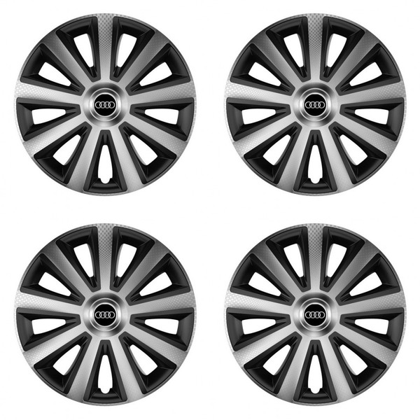 puklice pre  Audi 14 Aviator carbon silver&black