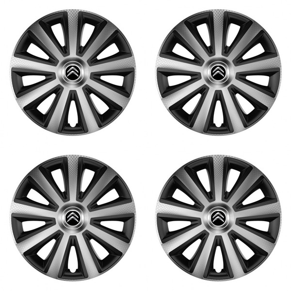 puklice pre  Citroen 14 Aviator carbon silver&black