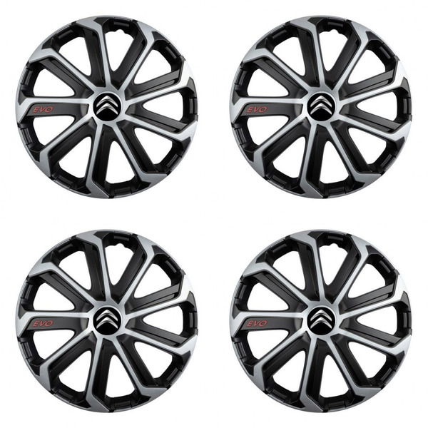 puklice pre  Citroen 14 Evo black&silver