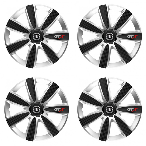 puklice pre  Fiat (čierny) 16 GTX CARBON silver/black