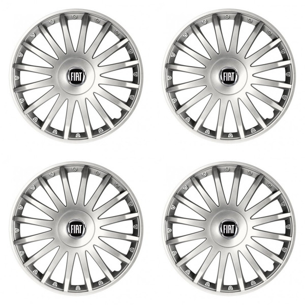 puklice pre  Fiat (čierny) 16 CRYSTAL silver