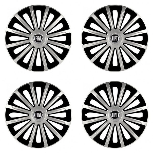 puklice pre  Fiat (čierny) 16 TREND silver and black