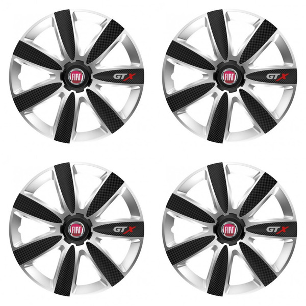 puklice pre  Fiat (červené) 14 GTX CARBON silver/black