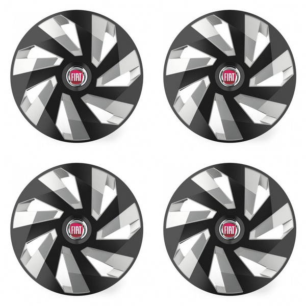 puklice pre  Fiat (červené) 14 Vector RC black and silver