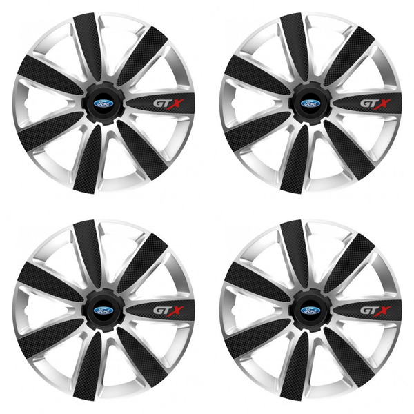 puklice pre  Ford 14 GTX CARBON silver/black