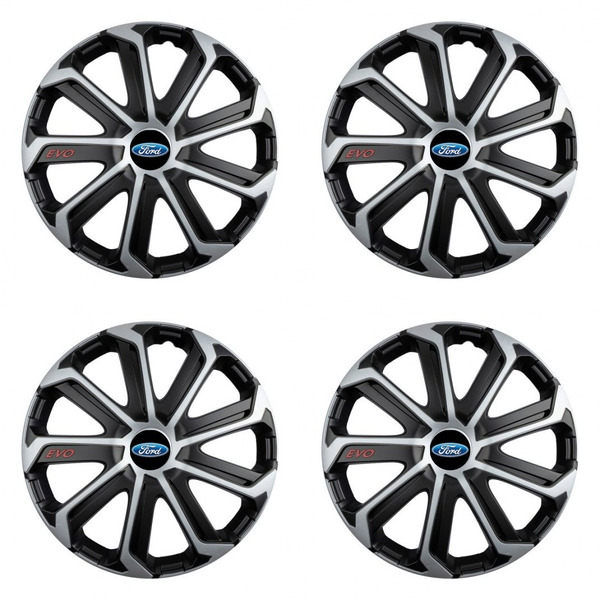 puklice pre  Ford 14 Evo black&silver