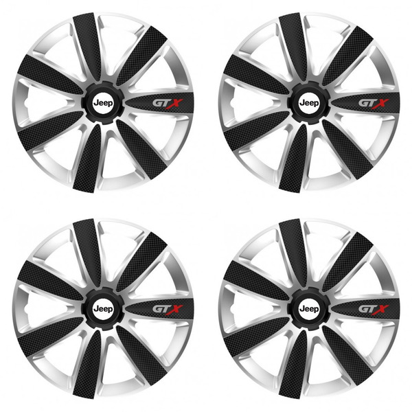 puklice pre  Jeep 14 GTX CARBON silver/black