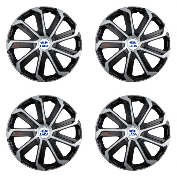 puklice pre  Lada 14 Evo black&silver