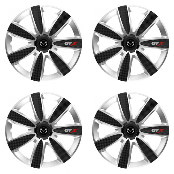 puklice pre  Mazda 14 GTX CARBON silver/black