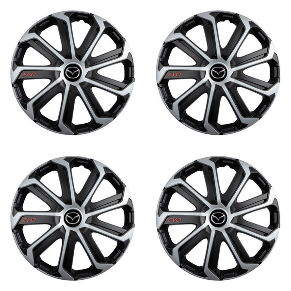 puklice pre  Mazda 14 Evo black&silver