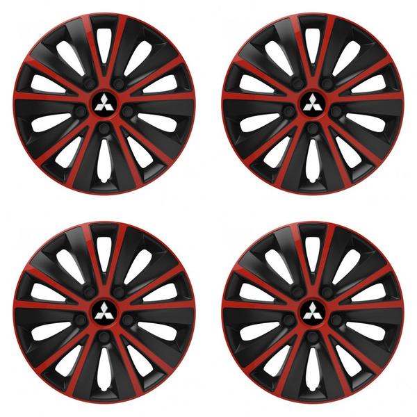 puklice pre  Mitsubishi (strieborné) 16 RAPIDE red and black
